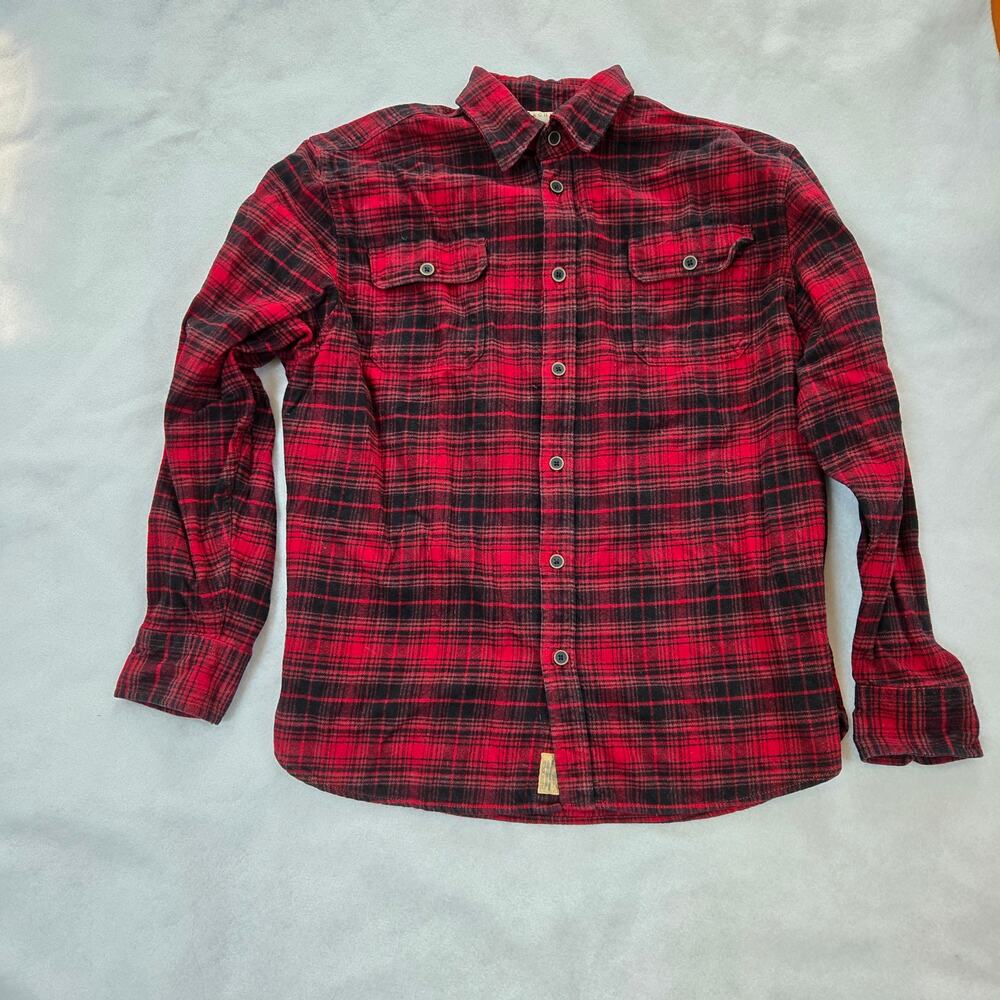 Jachs Men's Flannel Shirt, Red and Black Plaid, Size XL, 100% Cotton